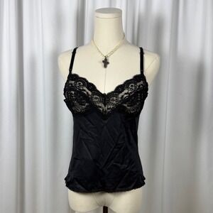 Vintage Vassarette Black Lace Camisole Top Underneath-It-All Size 34 Made in USA